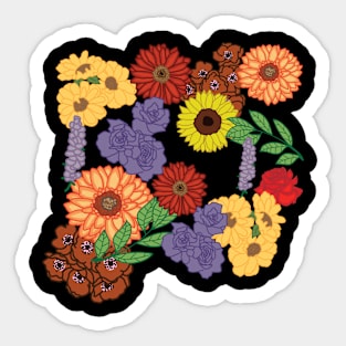 Aesthetic Floral Design Sunflowers Roses Sticker